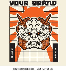 Hand Drawn Foo Dog Illustration Stock Vector