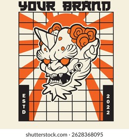 Hand Drawn Foo Dog Illustration Stock Vector	
