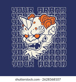 Hand Drawn Foo Dog Illustration Stock Vector	
