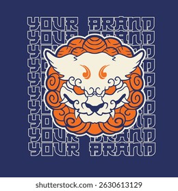 Hand Drawn Foo Dog Illustration Stock Vector	
