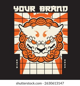Hand Drawn Foo Dog Illustration Stock Vector	
