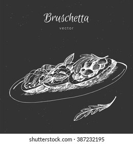 Hand drawn food appetizer and salads