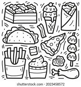 hand drawn food doodle cartoon design for coloring, logos, stickers, backgrounds and more