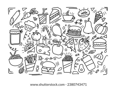 Hand drawn food doodle, vector illustration.