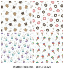 hand drawn food and drink pattern collection