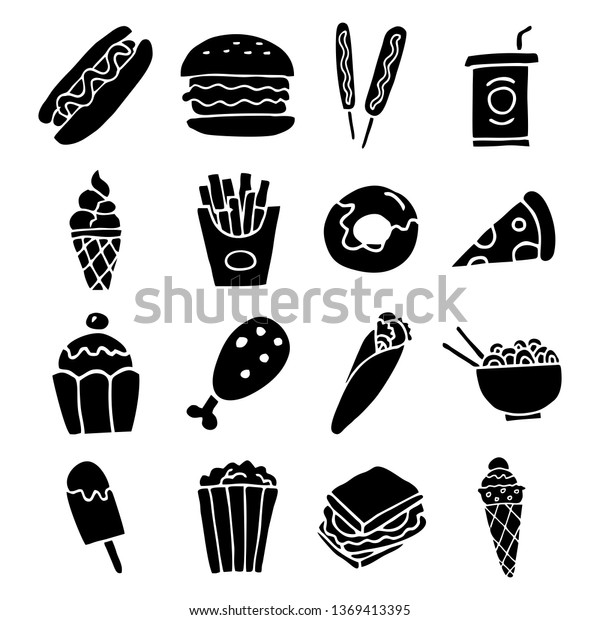 Hand Drawn Food Icons Set Bakery Stock Vector (Royalty Free) 1369413395 ...