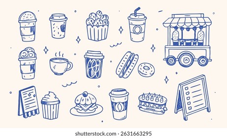 Hand drawn food illustrations a collection of charming local flavor elements for culinary designs menus and packaging