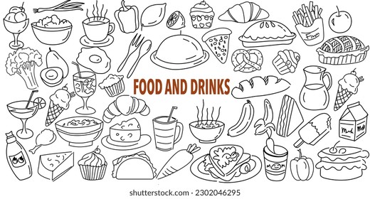 Hand drawn food ingredient doodles. Vector illustration on white background.