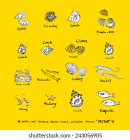 Hand drawn food ingredients / food menu illustrations