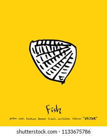 Hand drawn food ingredients - sea food menu illustrations - vector
