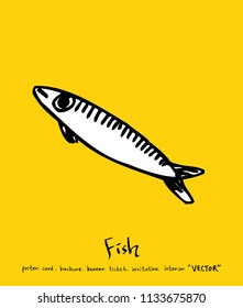 Hand drawn food ingredients - sea food menu illustrations - vector