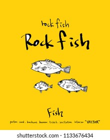 Hand drawn food ingredients - sea food menu illustrations - vector