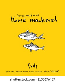 Hand drawn food ingredients - sea food menu illustrations - vector