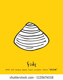 Hand drawn food ingredients - sea food menu illustrations - vector
