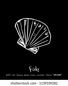 Hand drawn food ingredients - sea food menu illustrations - vector