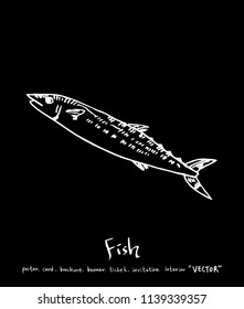 Hand drawn food ingredients - sea food menu illustrations - vector
