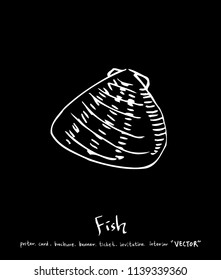 Hand drawn food ingredients - sea food menu illustrations - vector