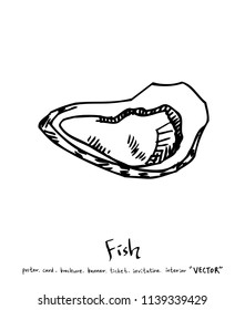 Hand drawn food ingredients - sea food menu illustrations - vector