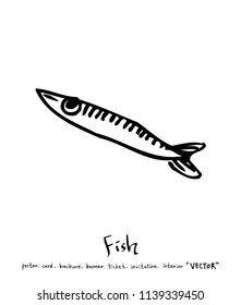 Hand drawn food ingredients - sea food menu illustrations - vector