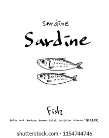 Hand drawn food ingredients - sea food menu illustrations - vector