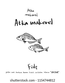 Hand drawn food ingredients - sea food menu illustrations - vector