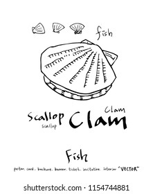 Hand drawn food ingredients - sea food menu illustrations - vector