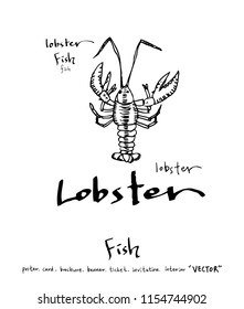 Hand drawn food ingredients - sea food menu illustrations - vector