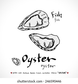Hand drawn food ingredients - seafood illustrations - vector