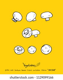 Hand drawn food ingredients - vegetable and fruit illustrations - vector