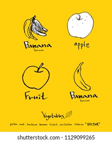 Hand drawn food ingredients - vegetable and fruit illustrations - vector