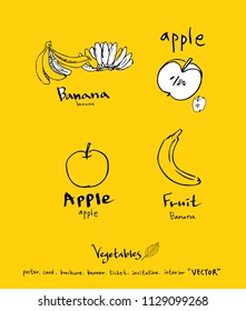 Hand drawn food ingredients - vegetable and fruit illustrations - vector