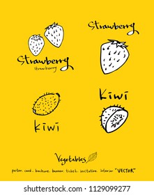 Hand drawn food ingredients - vegetable and fruit illustrations - vector