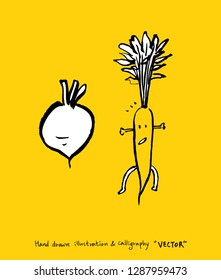Hand drawn food ingredients - vegetable and fruit illustrations - vector