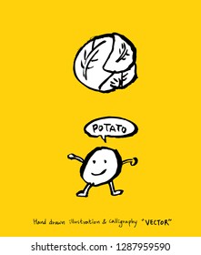 Hand drawn food ingredients - vegetable and fruit illustrations - vector