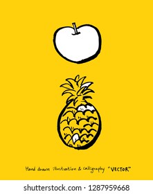Hand drawn food ingredients - vegetable and fruit illustrations - vector