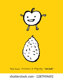 Hand drawn food ingredients - vegetable and fruit illustrations - vector