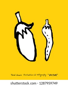 Hand drawn food ingredients - vegetable and fruit illustrations - vector