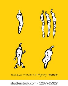 Hand drawn food ingredients - vegetable and fruit illustrations - vector