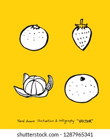 Hand drawn food ingredients - vegetable and fruit illustrations - vector