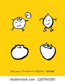 Hand drawn food ingredients - vegetable and fruit illustrations - vector