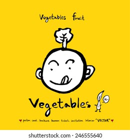 Hand drawn food ingredients - vegetable and fruit illustrations - vector