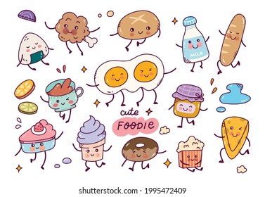 Hand drawn Food in Kawaii Style Vector Element 