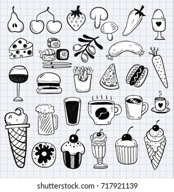 Hand drawn food objects