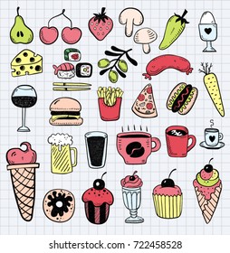 Hand drawn food objects