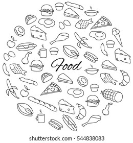 Hand Drawn Food Round Set