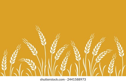 Hand drawn food seamless pattern, background, label with wheat, oat, barley, rye, wheat ears stalks silhouette