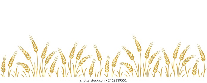 Hand drawn food seamless pattern, background, label with wheat, oat, barley, rye, wheat ears stalks silhouette