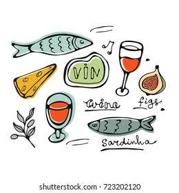 Hand drawn food set