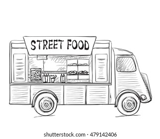 Hand Drawn Food Truck.