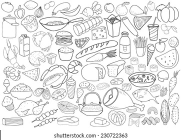 Hand drawn food vector collection